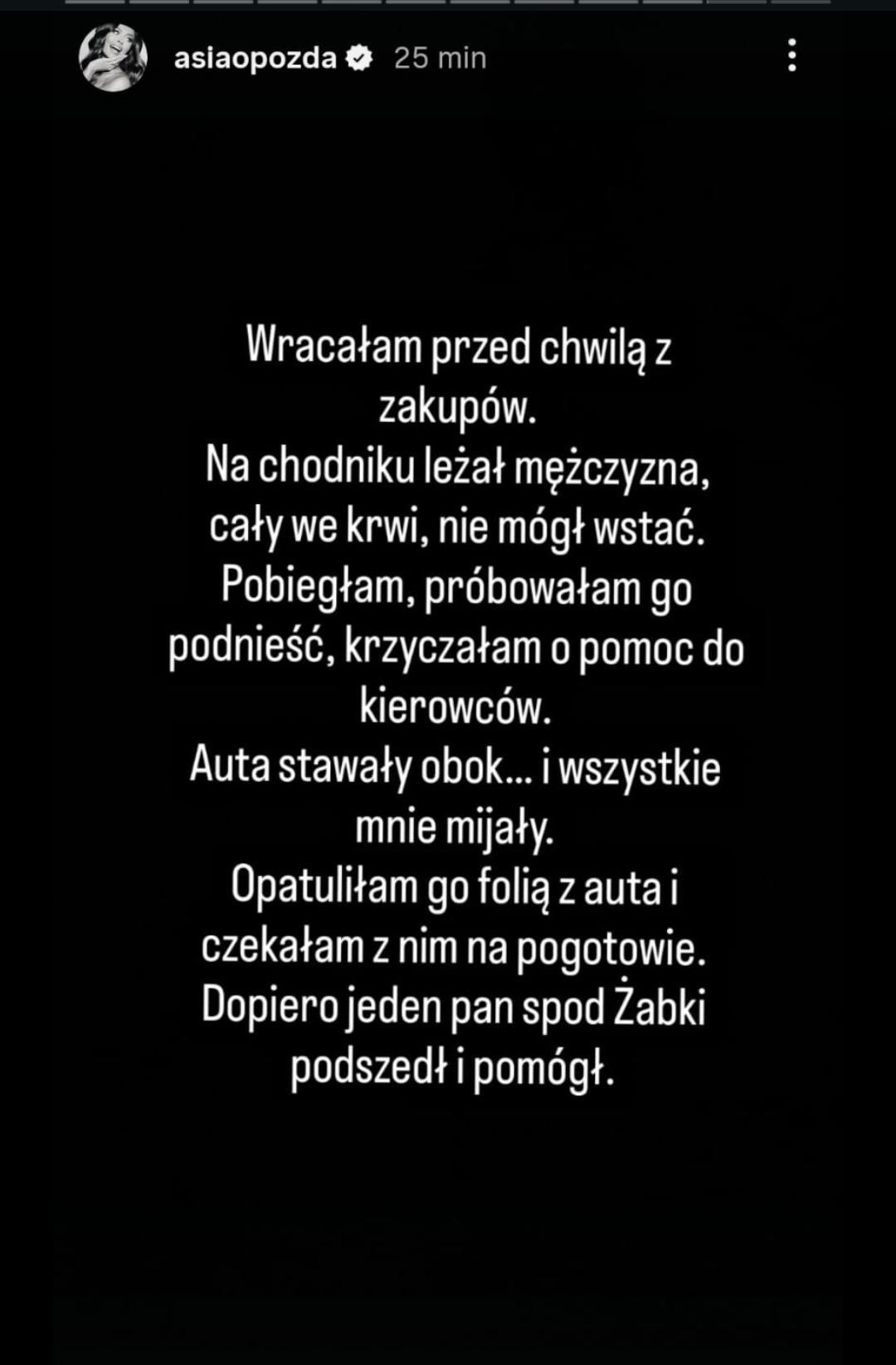 Dramat Joanny Opozdy, fot. Instagram