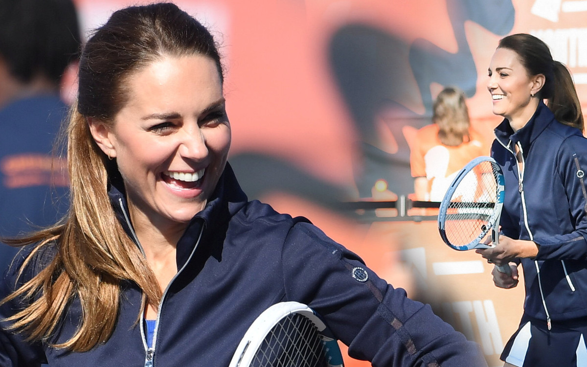 Co za nogi! Księżna Kate w szortach gra w tenisa z mistrzynią US Open (ZDJĘCIA)