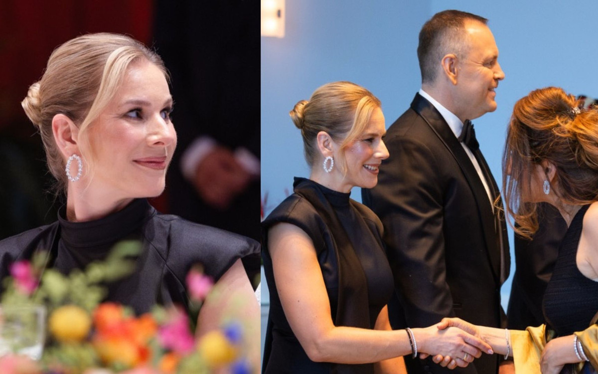 Marta Nawrocka na uroczystym obiedzie u pary prezydenckiej Szwajcarii. Wybrała klasyczną elegancję