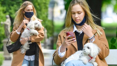 Helena Englert wybrała się z psem do Łazienek (ZDJĘCIA)