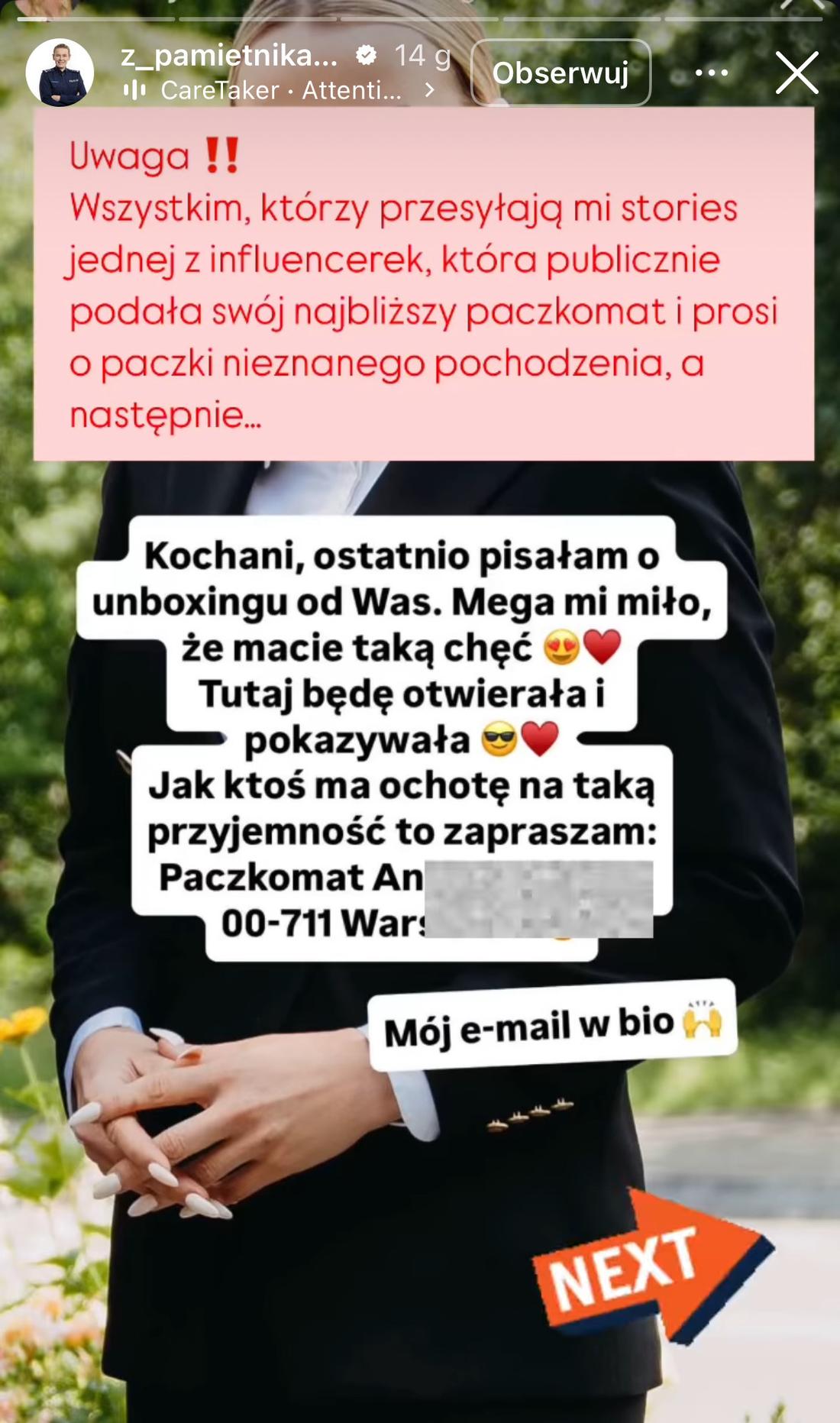 Z pamiętnika policjantki, fot. Instagram. 