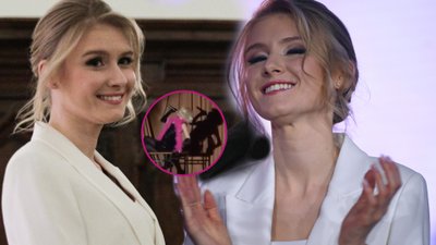 Kinga Duda w peruce i czarnej mini tańczy na scenie. W sieci krąży nagranie sprzed kilku lat