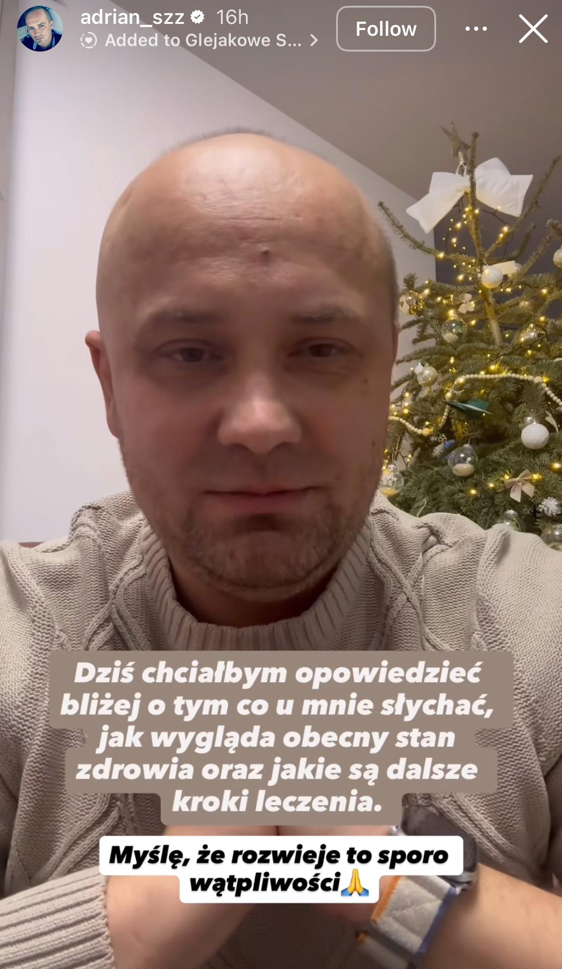 Adrian Szymaniak ujawnił koszty leczenia, fot. Instagram