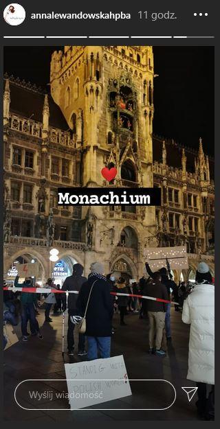 Anna Lewandowska na proteście w Monachium