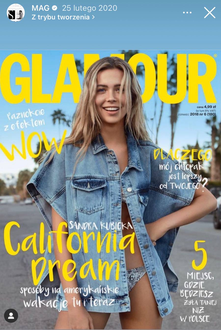 Sandra Kubicka, fot. Instagram @sandrakubicka