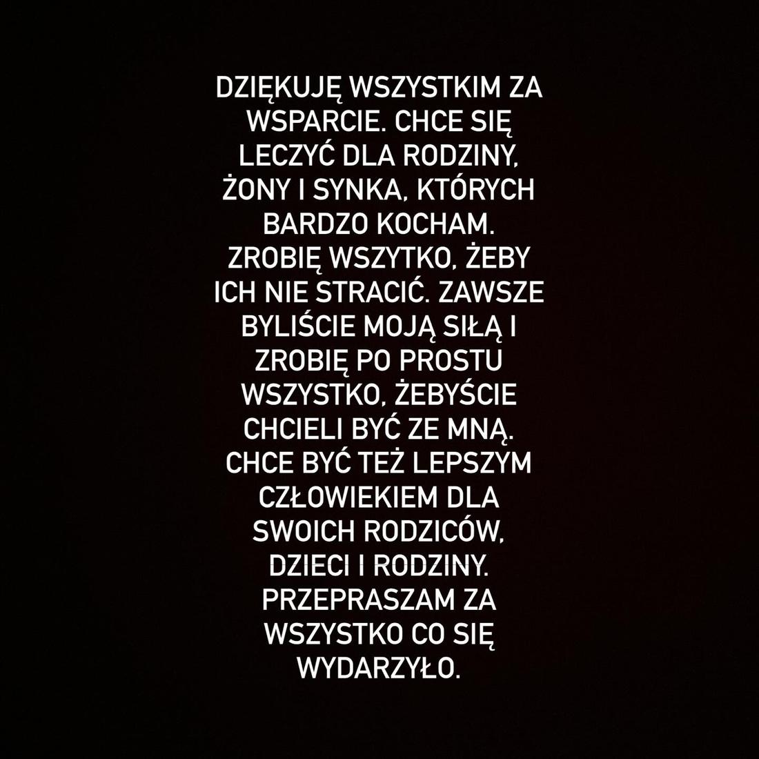 Oświadczenie Daniela Martyniuka fot. Instagram