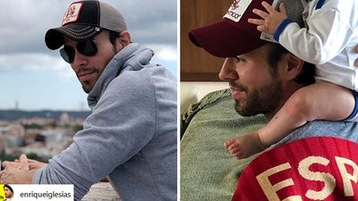 Rodzina Enrique Iglesiasa z bliźniakami na czele ogląda Mundial (Instagram)