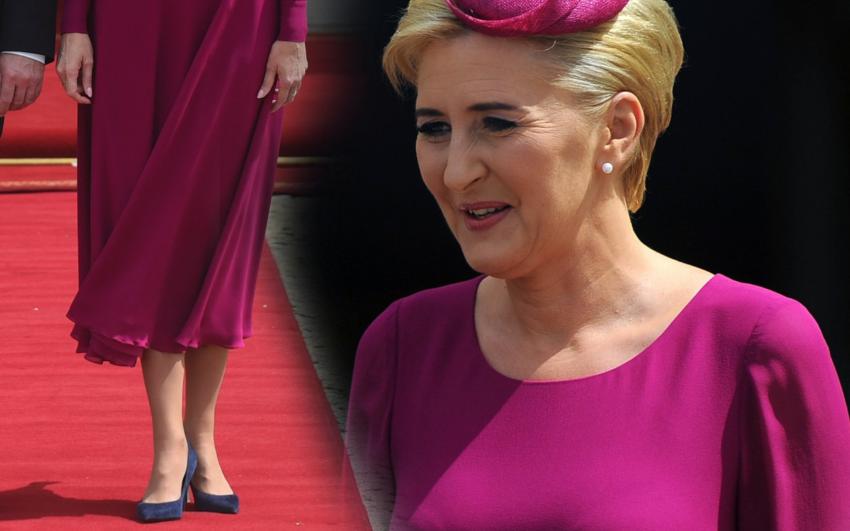 Agata Duda w fuksjowej sukience na spotkaniu z książęcą parą (ZDJĘCIA)