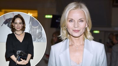 Gradientowa Małgorzata Foremniak i Anna Cieślak w czerni na premierze spektaklu (ZDJĘCIA)