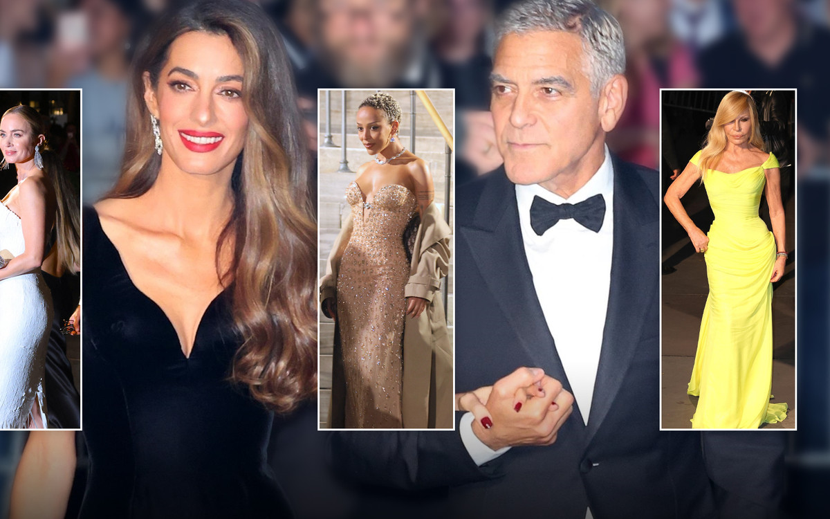 Gwiazdy zmierzają na imprezę charytatywną Amal i George’a Clooneyów: Donatella Versace, Cate Blanchett z synem, Doja Cat