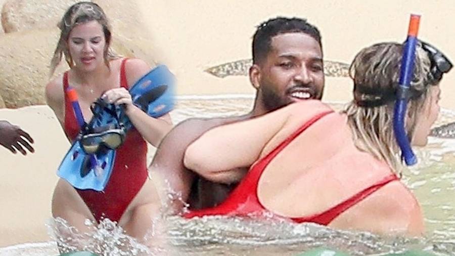 Znowu zakochana Khloe pluska się z Tristanem w morzu!