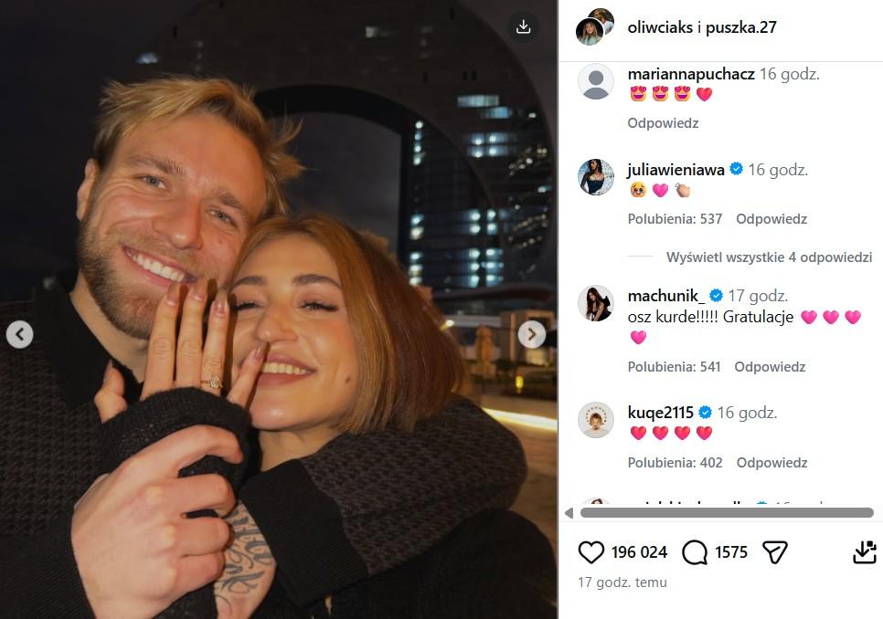 Zaręczyny polskich gwiazd, fot. Instagram