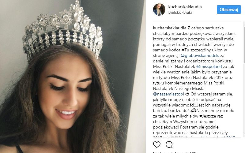 Klaudia Kucharska, nowa Miss Nastolatek 2017