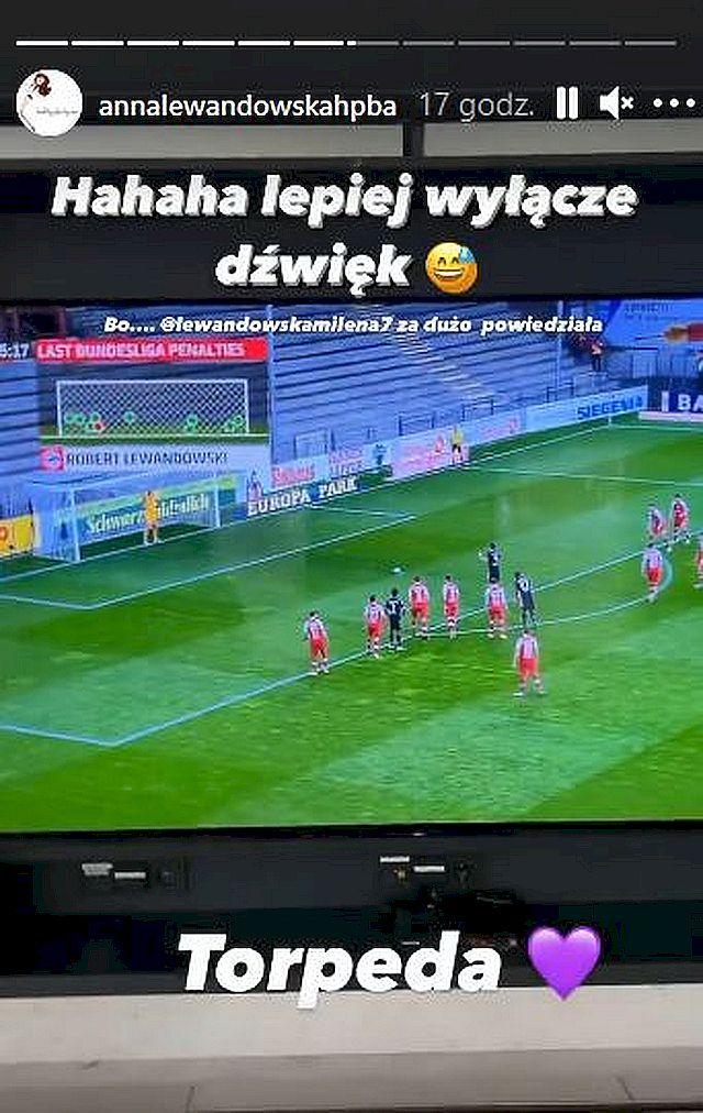 Anna Lewandowska cieszy się z gola Roberta