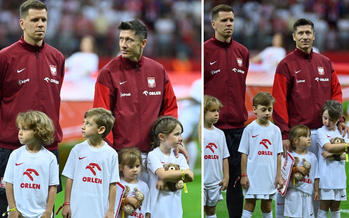 Co za widok! Robert Lewandowski i Wojciech Szczęsny wyszli ze swoimi DZIEĆMI na murawę! (FOTO)