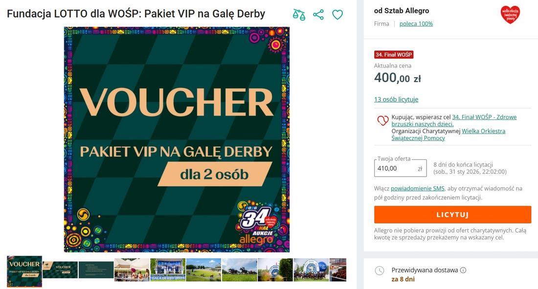 Fundacja LOTTO i Robert Lewandowski dla aukcji WOŚP, fot. Allegro