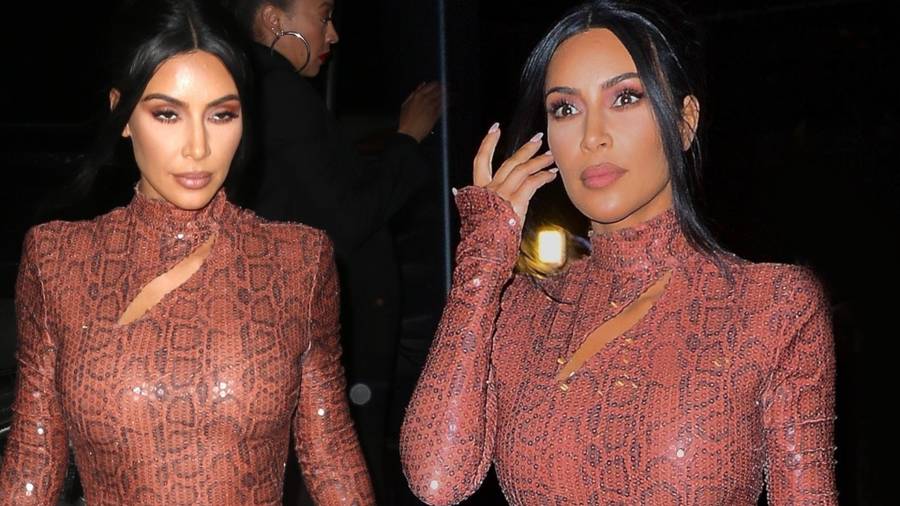 Ta kreacja pokazała PRAWDZIWE wcięcie w talii Kim Kardashian