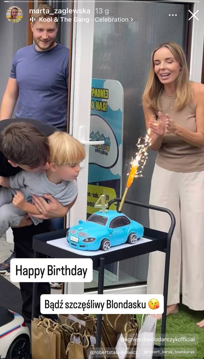 Robert Karaś i Agnieszka Włodarczyk świętowali 4. urodziny syna. Internauci wypatrzyli dziadków Milana
