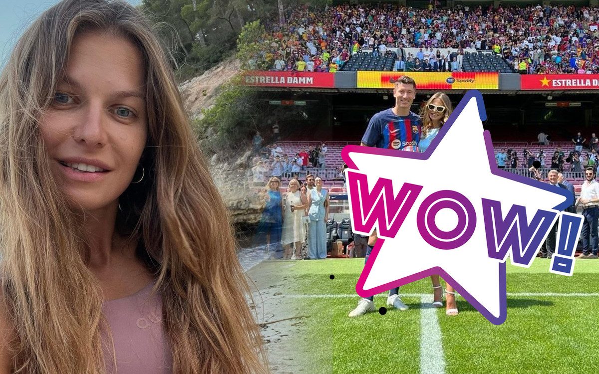 Odstrzelona Anna Lewandowska w stylizacji za 12 tys. złotych wspiera Roberta podczas jego prezentacji w FC Barcelona
