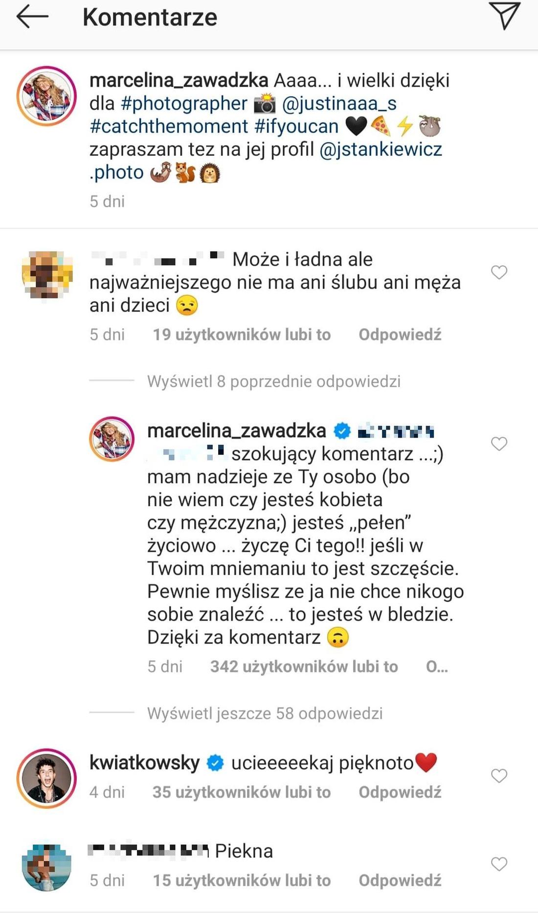 Marcelina Zawadzka odpowiada na komentarz o ślubie