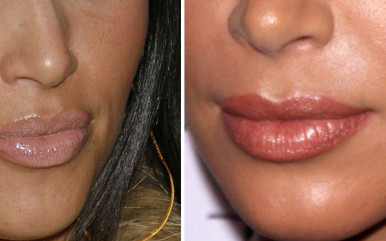 Wędrówka ust po twarzy Kim Kardashian