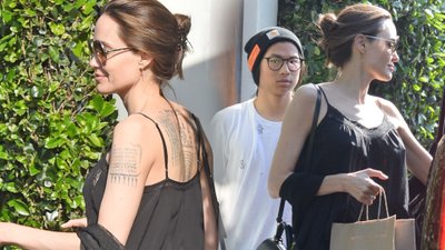 Angelina Jolie w skórzanych spodniach bierze lunch na wynos (ZDJĘCIA)