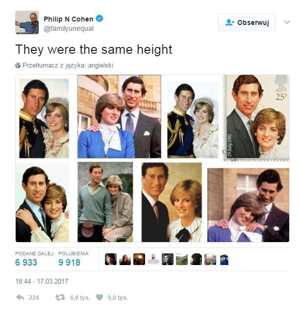 Na tych zdjęciach Diana i Karol wyglądają na równych wzrostem, tymczasem….