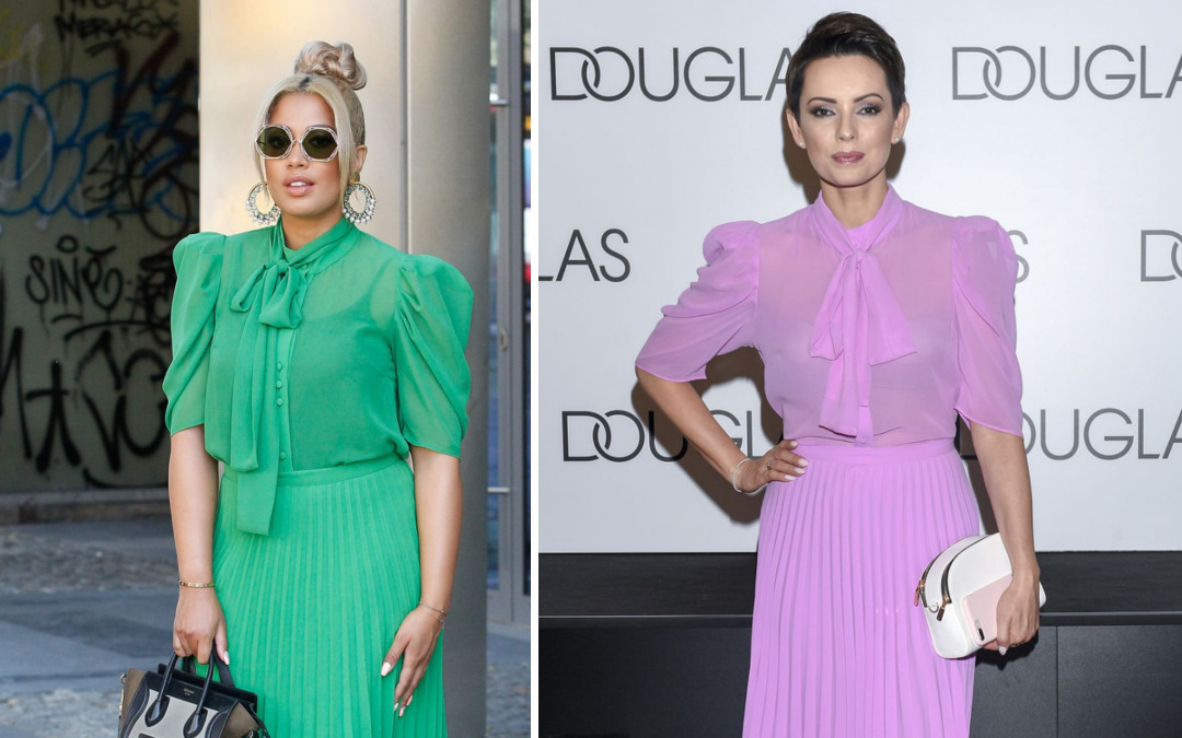 Patrycja Kazadi czy Dorota Gardias? Do której bardziej pasuje komplet z plisowaną spódnicą?