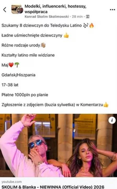 Ogłoszenie Skolima, fot. Facebook