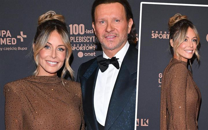 Rozenek czaruje na gali talią osy. Przód skromniutki, ale za to z tyłu szał