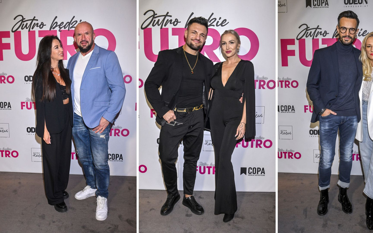 Premiera sztuki “Jutro będzie futro”. Mikołaj Krawczyk, Tomasz Oświeciński, Trybson ze swoimi żonami…