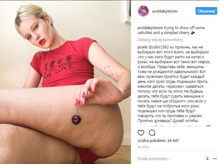 Szwedzka modelka pokazuje krosty, cellulit i włosy na nogach (ZDJĘCIA)