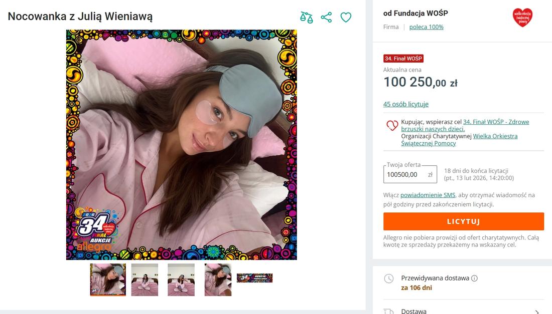 Nocowanka z Julią Wieniawą, fot. Allegro