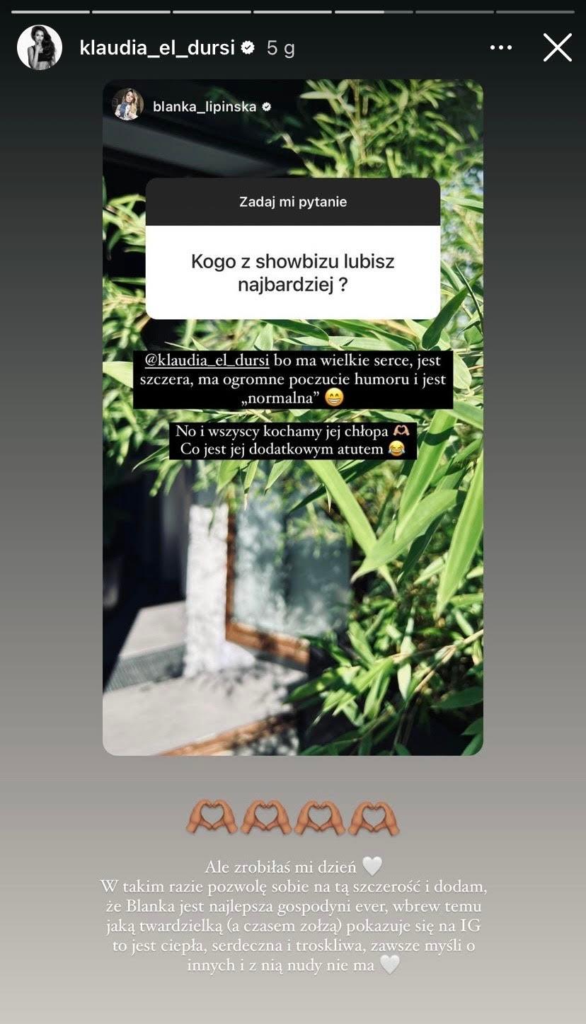 Klaudia El Dursi chwali Blankę Lipińską