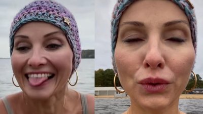 Roześmiana Joanna Moro wskakuje do lodowatej wody