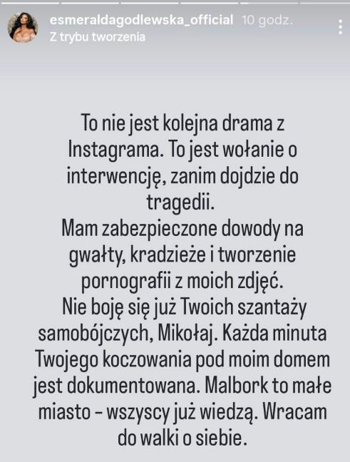 Esmeralda Godlewska opowiedziała o koszmarnym związku, fot. Instagram