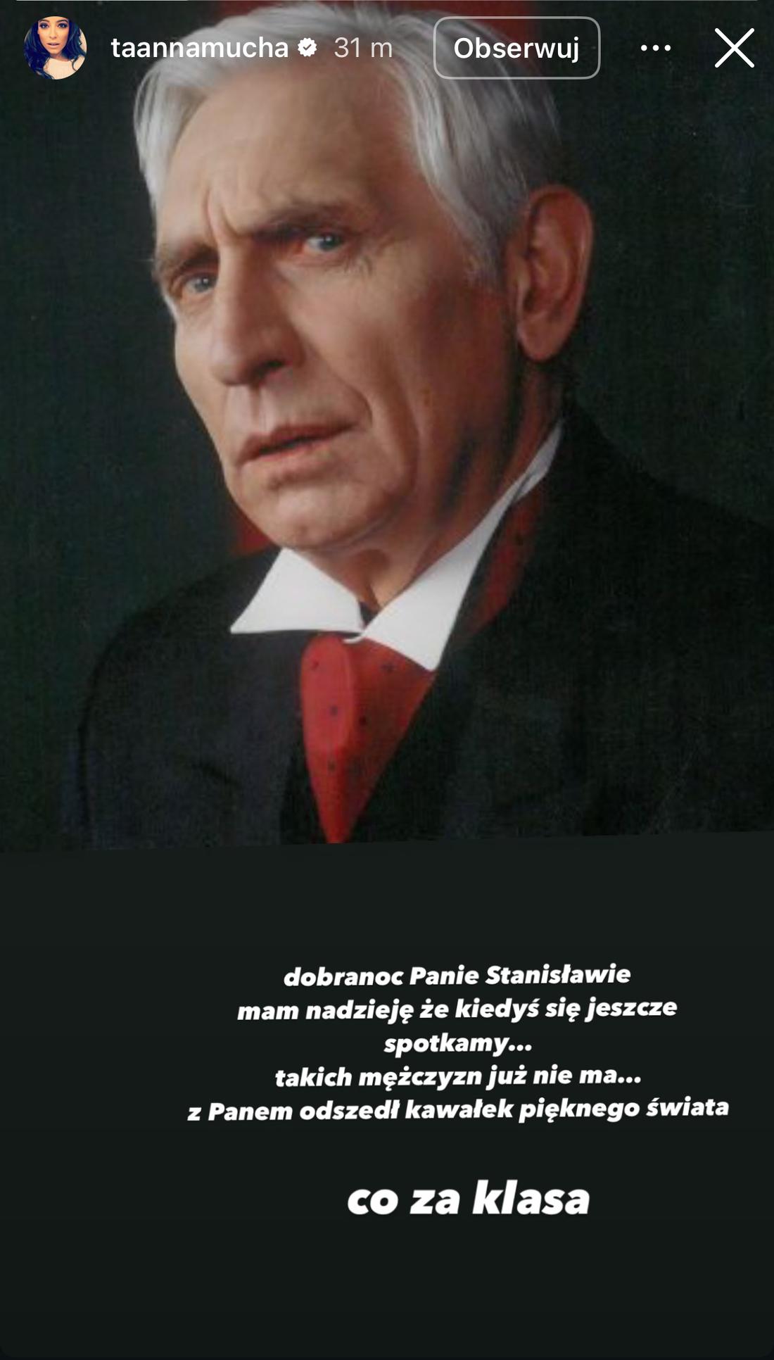 Anna Mucha o Stanisławie Sparażyńskim. fot. Instagram @taannamucha