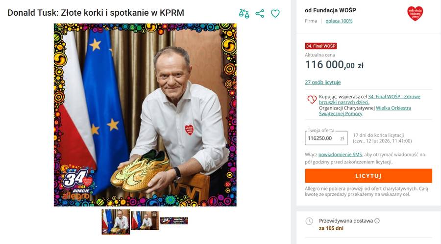 Donald Tusk: złote korki i spotkanie w KPRP, fot. Allegro