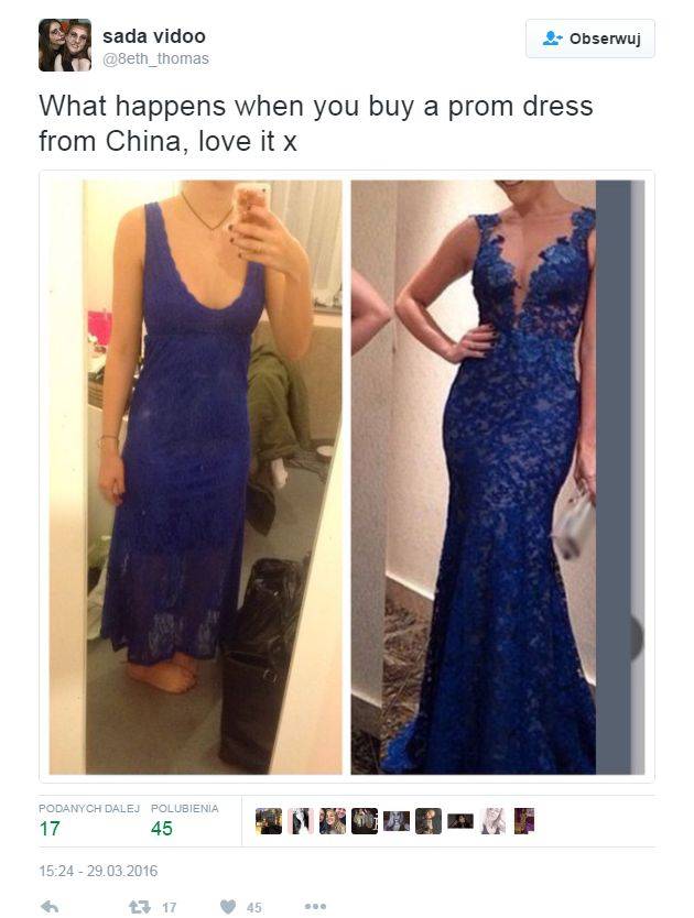 One to przeżyły i radzą: Nigdy nie kupuj sukienki na studniówkę w Chinach!