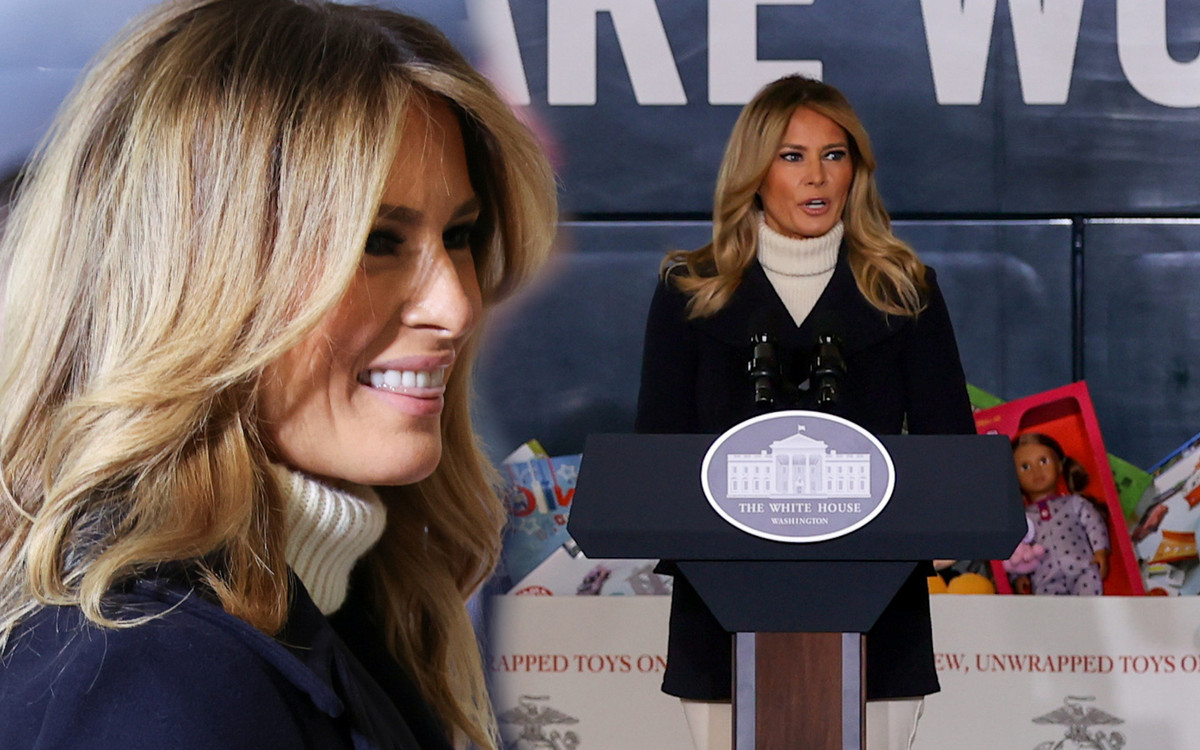 Melania Trump rozdaje dzieciom prezenty. Swoją stylizację podkręciła BUTAMI