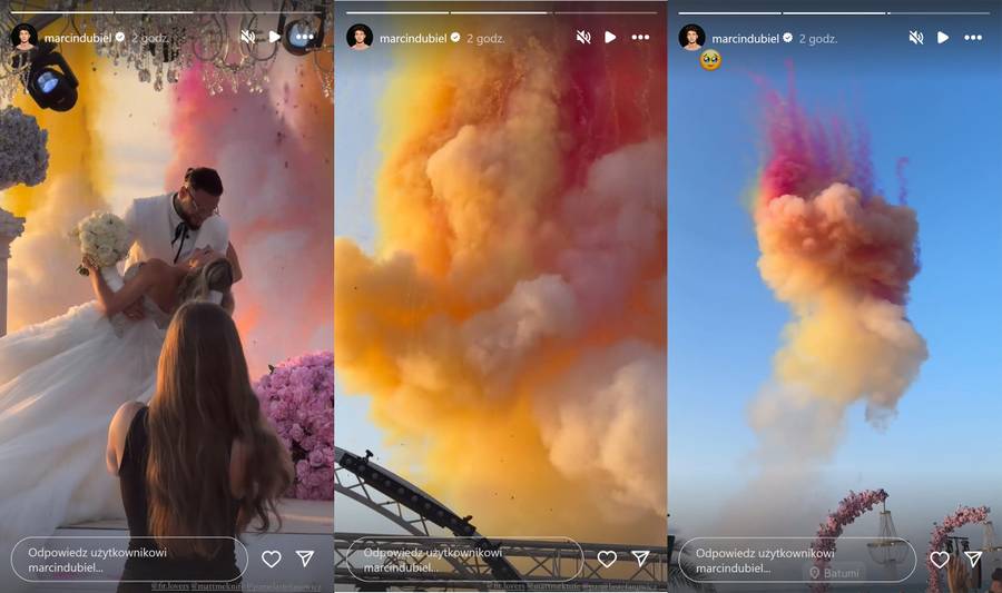 Tak wyglądał ślub Fit Lovers w Gruzji: ogromny namiot przy plaży, kolorowy dym, kryształowe żyrandole…