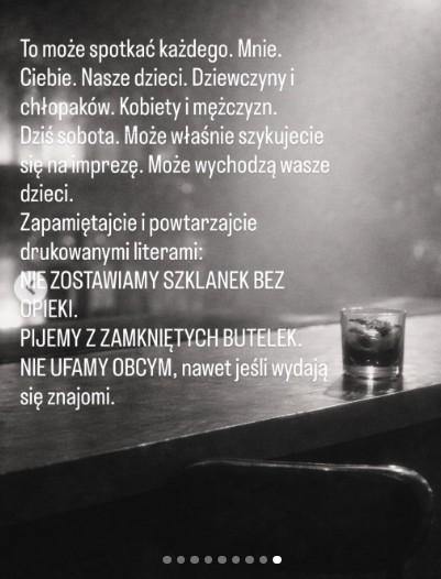 Agnieszka Hyży o pigułce gwałtu, fot. Instagram