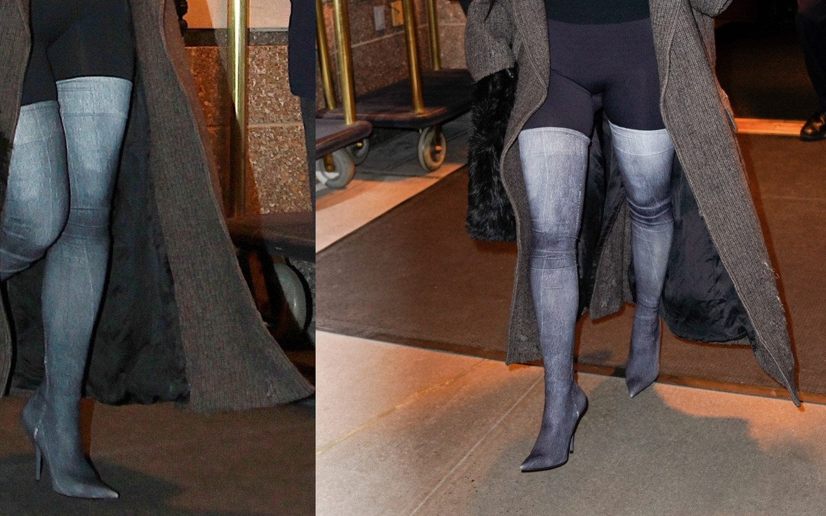 Kim Kardashian w dziwnych butach wychodzi tylnymi drzwiami z restauracji