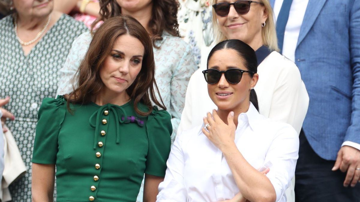 July 13, 2019 - London, London, United Kingdom - Image licensed to i-Images Picture Agency. 13/07/2019. London, United Kingdom. Kate Middleton, the Duchess of Cambridge, Meghan Markle, the Duchess of Sussex and Pippa Middleton in the Royal Box for the Ladies Final on day twelve of the Wimbledon Tennis Championships in London., Image: 458176868, License: Rights-managed, Restrictions: * China, France, Italy, Spain, Taiwan and UK Rights OUT *, Model Release: no, Credit line: Stephen Lock / Zuma Press / Forum