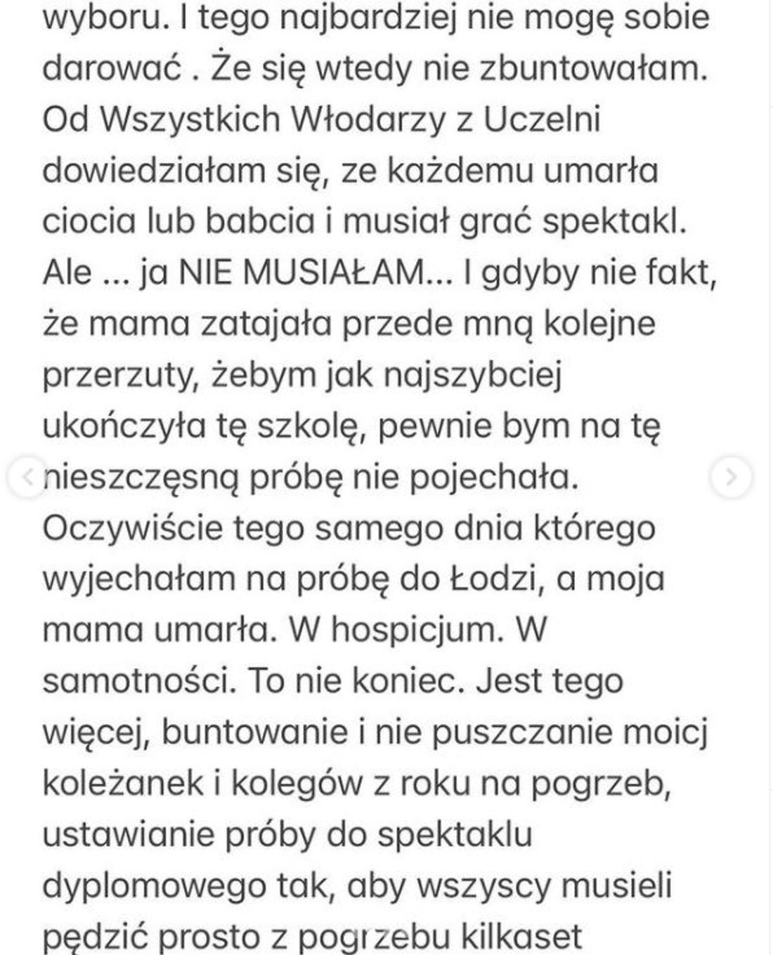 Joanna Koroniewska o traumatycznych przeżyciach na łódzkiej filmówce.