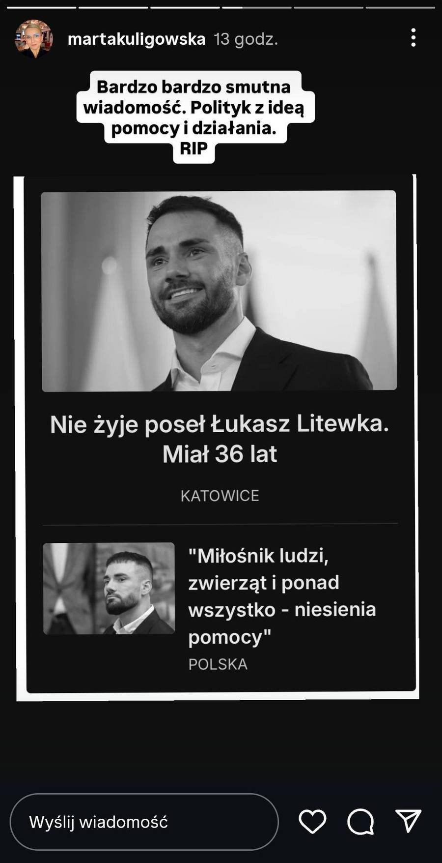 Gwiazdy żegnają Łukasza Litewkę, fot. Instagram