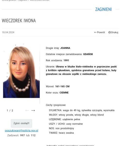 Iwona Wieczorek fot. Zaginieni.policja.gov.pl