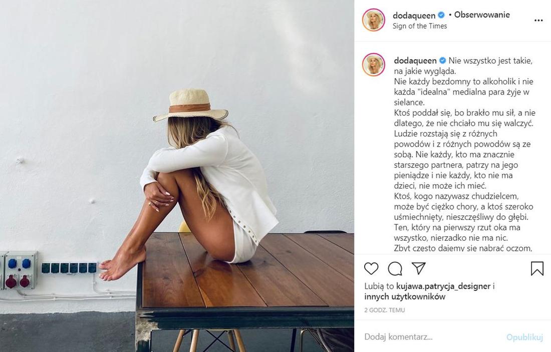 Doda w melancholijnym wpisie porusza temat rozstania. 