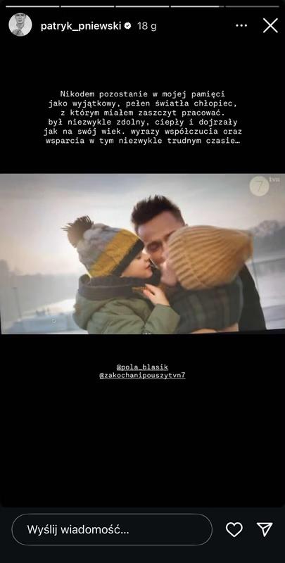 Patryk Pniewski żegna Nikodema / Instagram