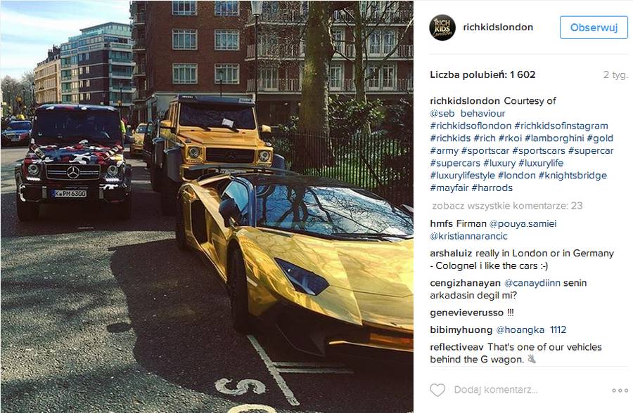 Bogate dzieciaki z Londynu chwalą się swoim przepychem